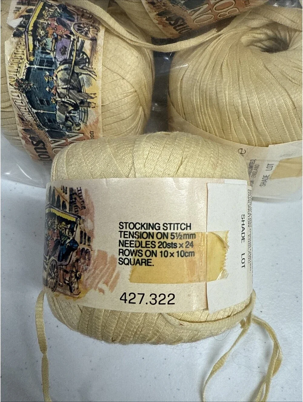 Paton’s Cotton Ribbon Yarn Shade Tan 4 Skein Lot